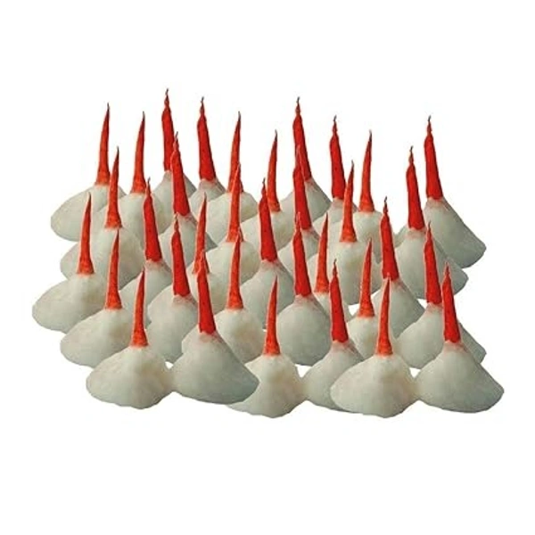 Cotton Kesar Tip Wicks Hand Made Round Shape Diya Batti Ghee Wick Phool Batti for Puja , Pack of 250 , White