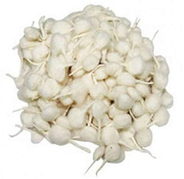Om Phool Batti Round Cotton Wicks for Diya, GOL Batti for Puja, 200 Pieces (Pack of 2, White)