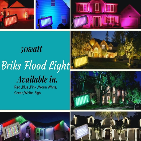 50 Watts Brick Ultra Bright Lens Led Flood Light, IP65 Waterproof Flood Light, Heavy Lamp Body, Landscape Led Flood Light for Indoor & Outdoor Purposes (RGB, 1)