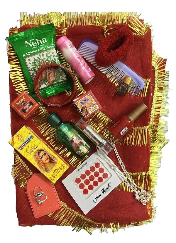 Suhag Kit/ - Devi Solah Shringar Kit with solah Shringars(Items) - 16 Items Sringar Box 
