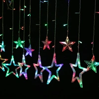 12 Stars Curtain String Lights, Window Curtain Lights with 8 Flashing Modes Decoration for Diwali, Christmas, Wedding, Party, Home, Patio Lawn - Multicolor - Jhalar