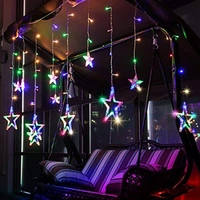 12 Stars Curtain String Lights, Window Curtain Lights with 8 Flashing Modes Decoration for Diwali, Christmas, Wedding, Party, Home, Patio Lawn - Multicolor - Jhalar