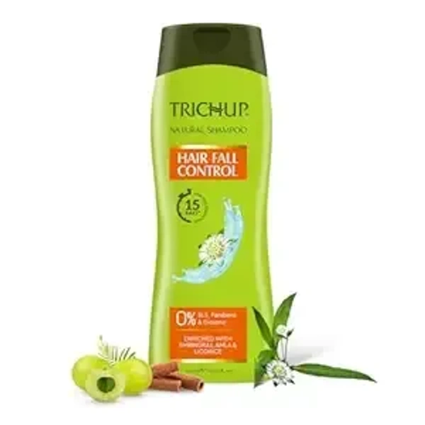 Trichup Hair Fall Control Natural Shampoo - Enriched Amla, Licorice & Bhringaraj - Help to Reduce Hair Fall & Thinning Hair- 400ml