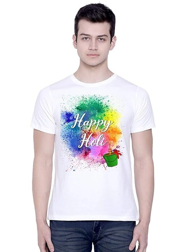 T-Shirt for Unisex Happy Holi Tshirt | Casual Half Sleeve Round Neck T-Shirt | 100% Cotton