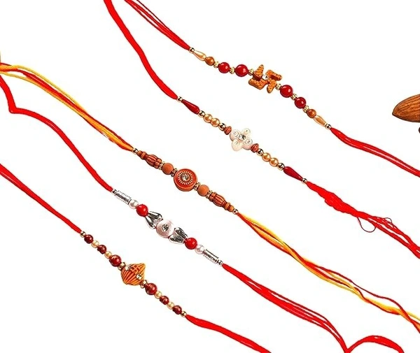 MQS Designer Rakhi for Brother and Bhabhi Kids Rakhi with Roli chawal (Set of 5)
