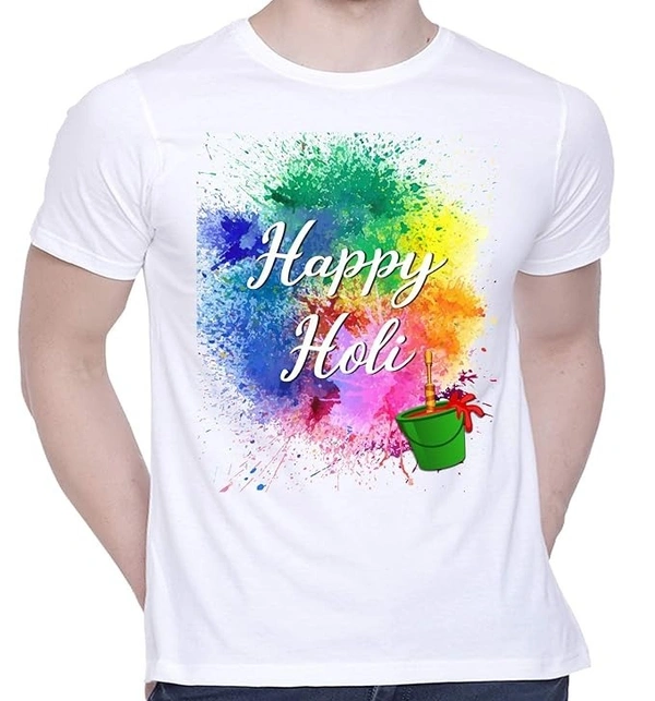 T-Shirt for Unisex Happy Holi Tshirt | Casual Half Sleeve Round Neck T-Shirt | 100% Cotton