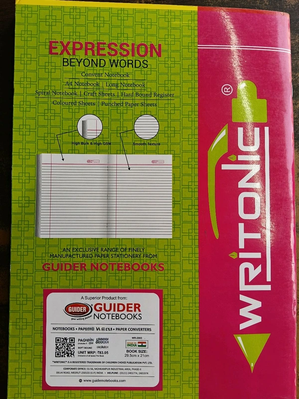 WRITONIC REGISTER UNRULED 196PG (PACK OF 3)