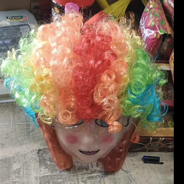 Multi Coloured Malinga Style Hair cap Wig for All Age Group Free Size, Best for Holi and Stage Drama Show - PACK OF 1, MULTI COLORS