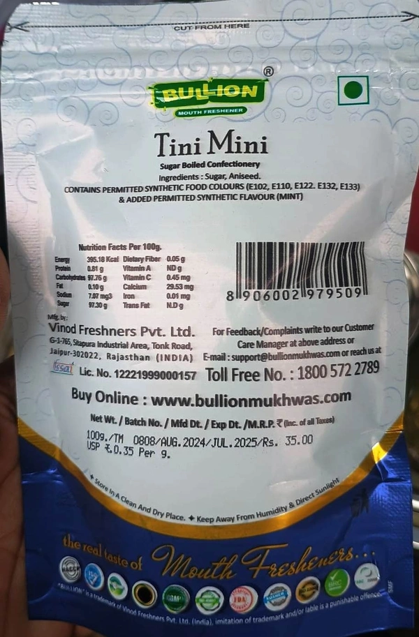Bullion Mouth Freshener Tini Mini 100g
