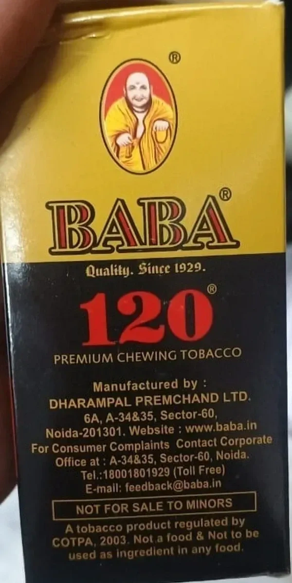 BABA 120 Premium Chewing Zarda Tabacoo Pack Off-1, Pcs-12