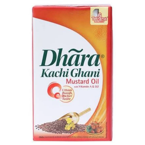 Dhara Kachi Ghani Mustard Oil - 1ltr