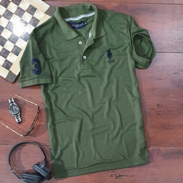  Cotton Solid Half Sleeves Polo T-Shirts - 