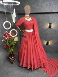 RUDRAKSH FASHION  Gajri Pink Colour Embroidered Attractive Party Wear Georgette Lehenga choli has a Regular-fit and is Made From High-Grade Fabrics And Yarn.DC L10 - Wild Watermelon, FREE