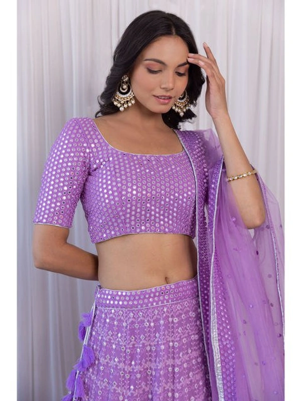 Light Purple Colour Embroidered Attractive Party Wear Silk Lehenga choli has a Regular-fit and is Made From High-Grade Fabrics And Yarn - Purple, FREE