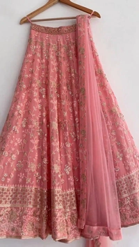 Gajri Pink Colour Embroidered Attractive Party Wear Georgette Lehenga choli has a Regular-fit and is Made From High-Grade Fabrics And Yarn. - PINK, FREE