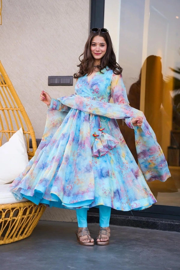 NEW ĐĚSIGNER PARTY WEAR GOWN.AND DUPPATA ,PANTLOOK NEW - FREE