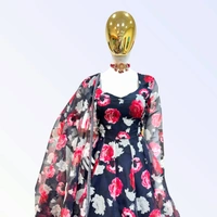 Z-9240 Navy Blue Colour Georgette Digital Print GOWN WITH DUPPATA  - Navy Blue, L