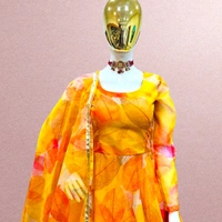 ZC-8960 YELLOW colour Gown With Duppata Georgette  - YELLOW, XXL