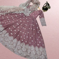 ZC-8962 FOX GEORGETTE ONION COLOR SIQUNCE EMBROIDERY GOWN WITH DUPPATA  - L