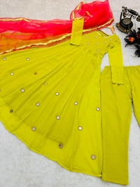 Z-9242 REAL MIRROR WORK GOWN WITH DUPPATA PANT  - M