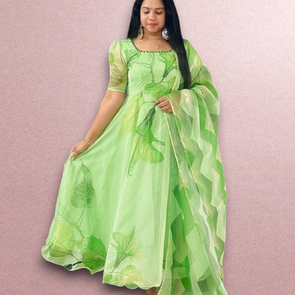 NF-1126 Anarkali Suit Fancy Style DUPPATA AND PANT - GAJRI PINK, M