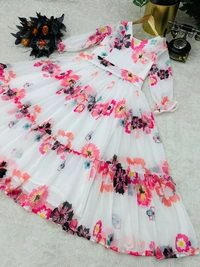 ZB-5011 White Colour Beutifull Gown - White, M