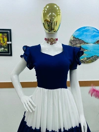 ZD-10046 Blue And White Ruffle Gown - XXL