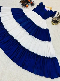 ZD-10046 Blue And White Ruffle Gown - XXL