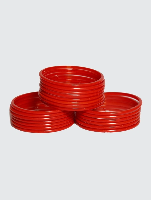 Laal Chudi ( Red Bangles) Simple 24 Pcs  - 2-4