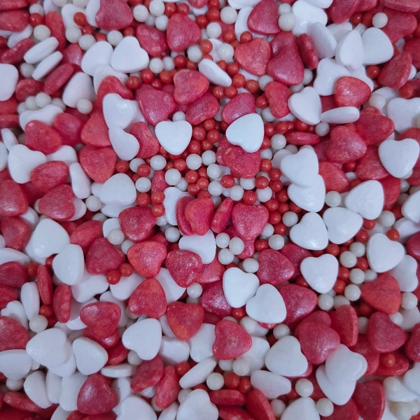 White And Red( Heart And Pearls Mix( - 100gm