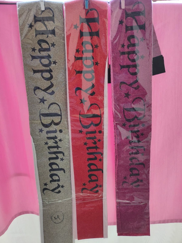 Gliter Happy Birthday Sash - Pink