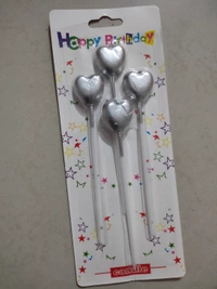Candle Set Of 4 - Silver Heart