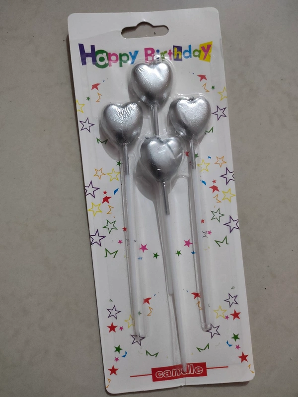 Candle Set Of 4 - Silver Heart