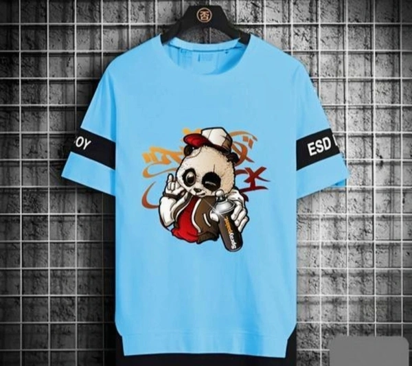 Stylish Cute T-shirt For Men  - Sky Blue, S