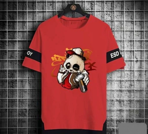 Stylish Cute T-shirt For Men  - Red, XL