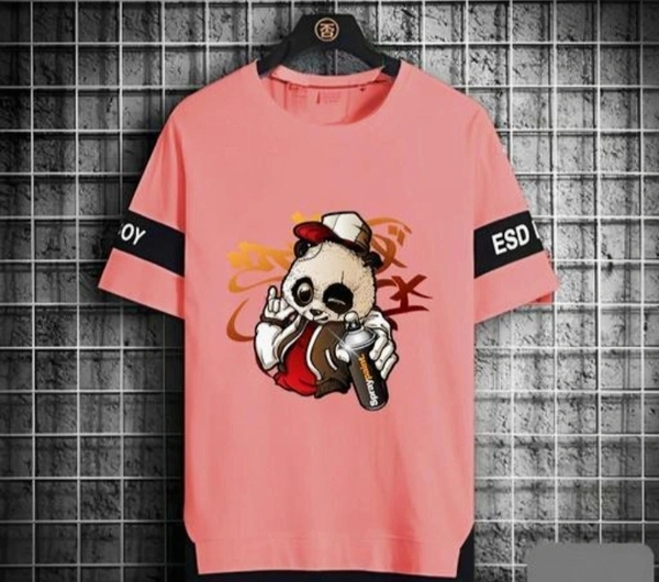 Stylish Cute T-shirt For Men  - Tickle Me Pink, L