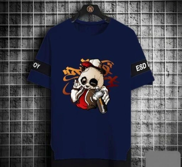 Stylish Cute T-shirt For Men  - Blue, L