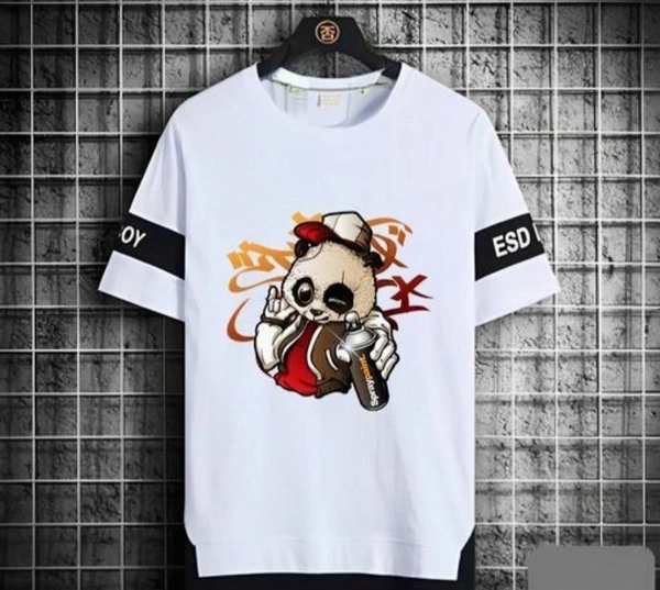 Stylish Cute T-shirt For Men  - White, XL