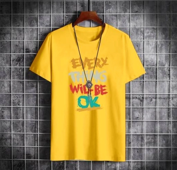 Stylish Cool T-shirt For Men  - Yellow, L