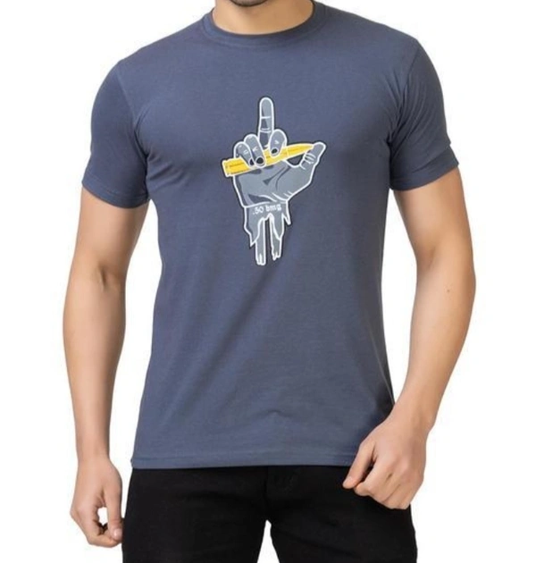 Round Neck Printed T-shirt  - L