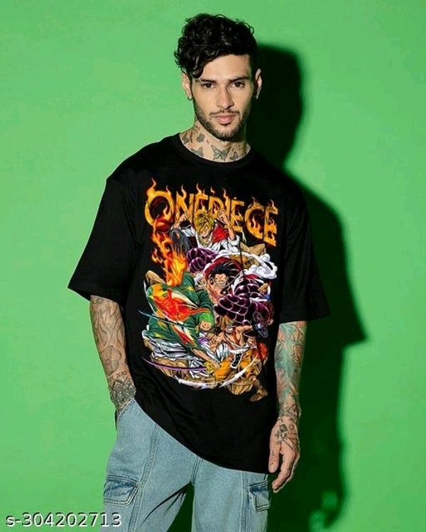 Anime Round Neck T-shirt For Men - L