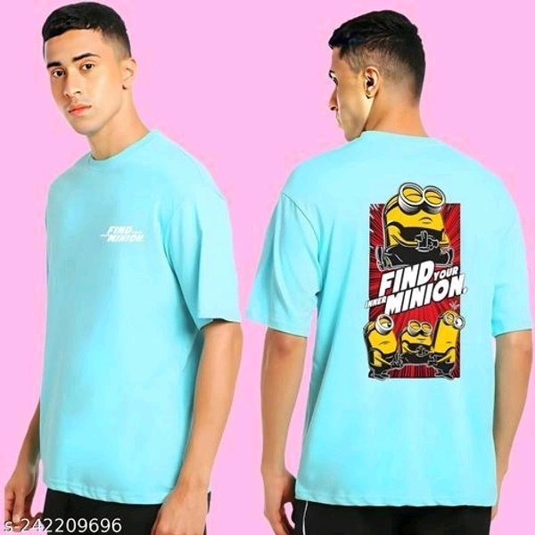 Oversized Minion T-shirt For Men  - Cyan Aqua, XXL
