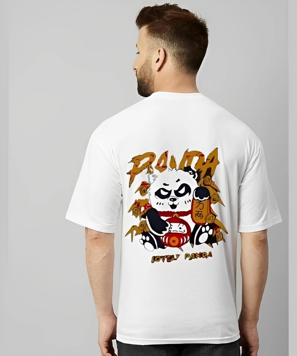 Oversized Round Neck Back Printed T-shirt  - L