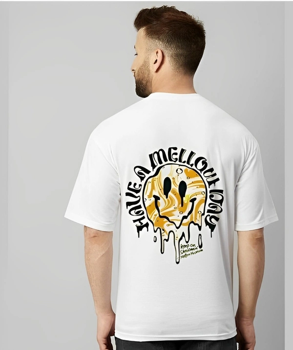 Oversized Round Neck Back Printed T-shirt  - L
