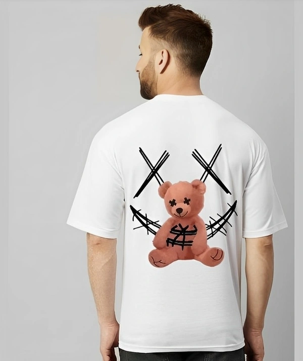 Oversized Round Neck Back Printed T-shirt  - XXL