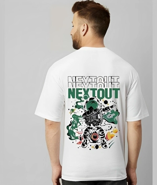 Oversized Round Neck Back Printed T-shirt  - S
