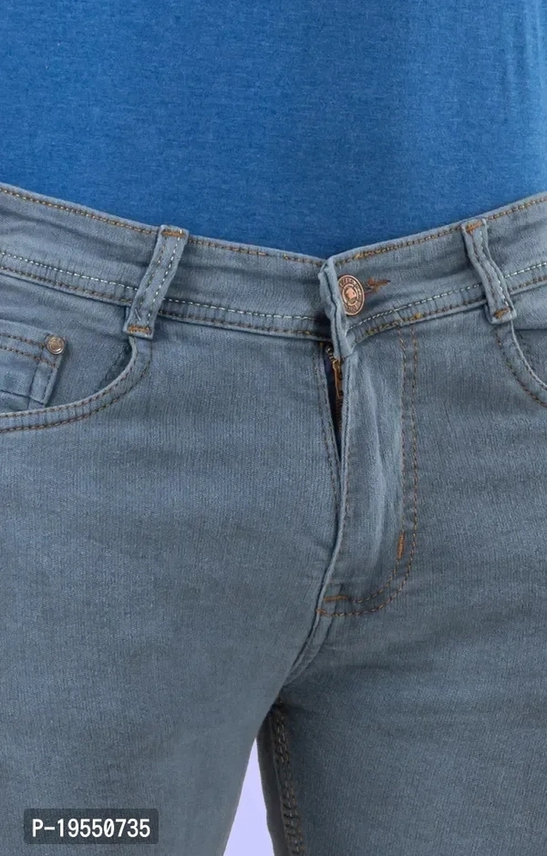 Stylish Grey Denim Solid Mid Rise Jeans For Men  - 34