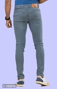 Stylish Grey Denim Solid Mid Rise Jeans For Men  - 34