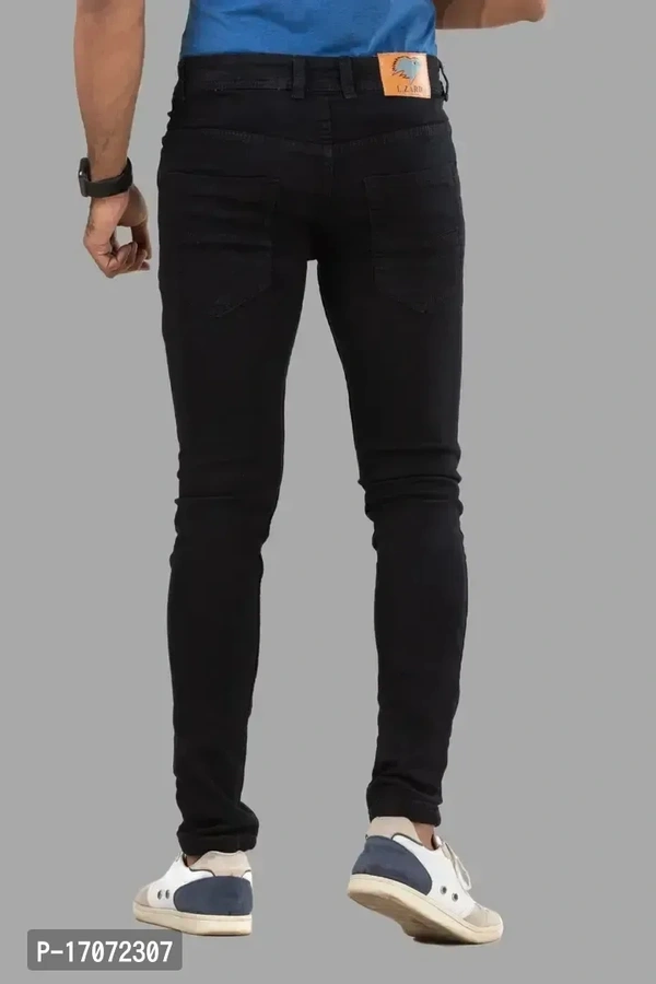 Stylish Black Denim Solid Mid Rise Jeans For Men  - Black, 38