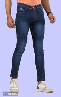 Stylish Blue Denim Mid Rise Jeans For Men - 34